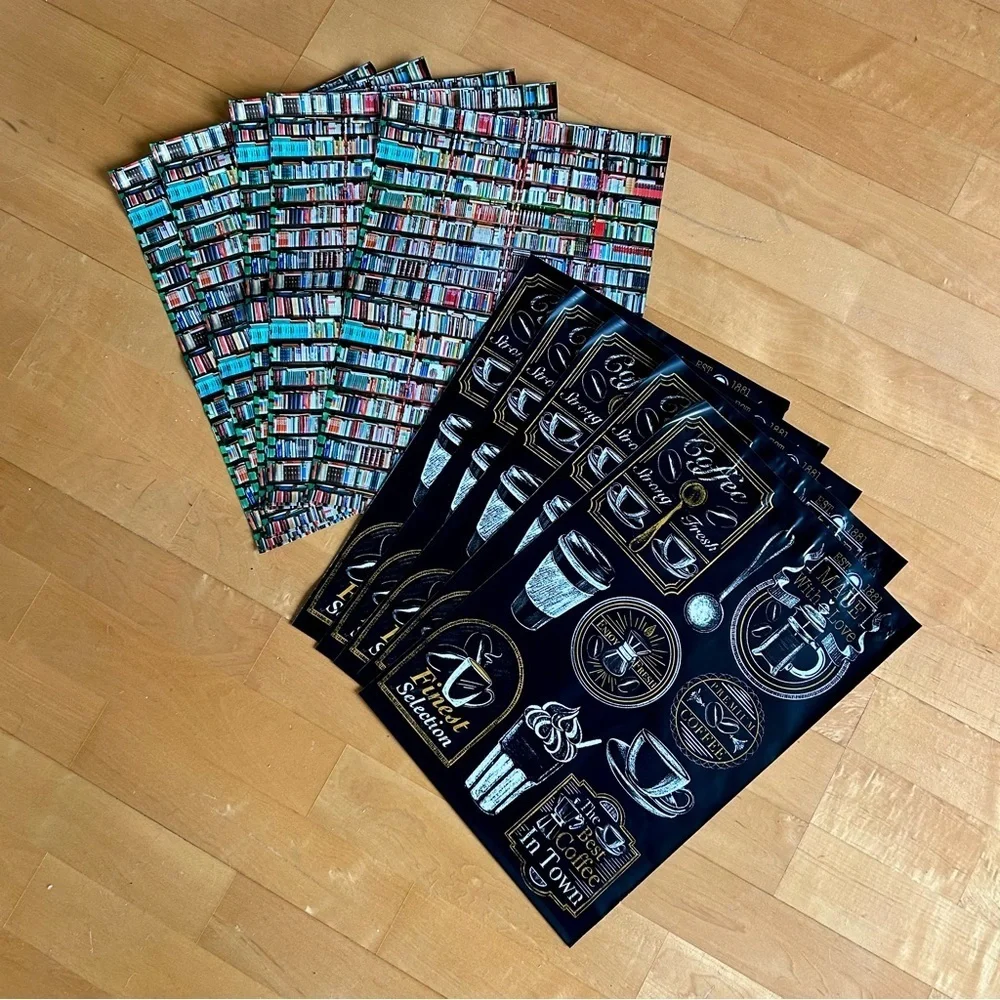 10 Count - Variety Bundle of 10 x 13 Polymailers (BOOKS + BUT FIRST, COFFEE)